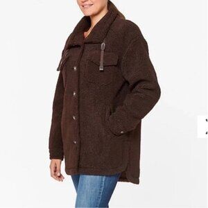 UGG Kookaburra NEW Oversized Sherpa Fleece Jacket Shacket Brown Warm SoftCozy XL